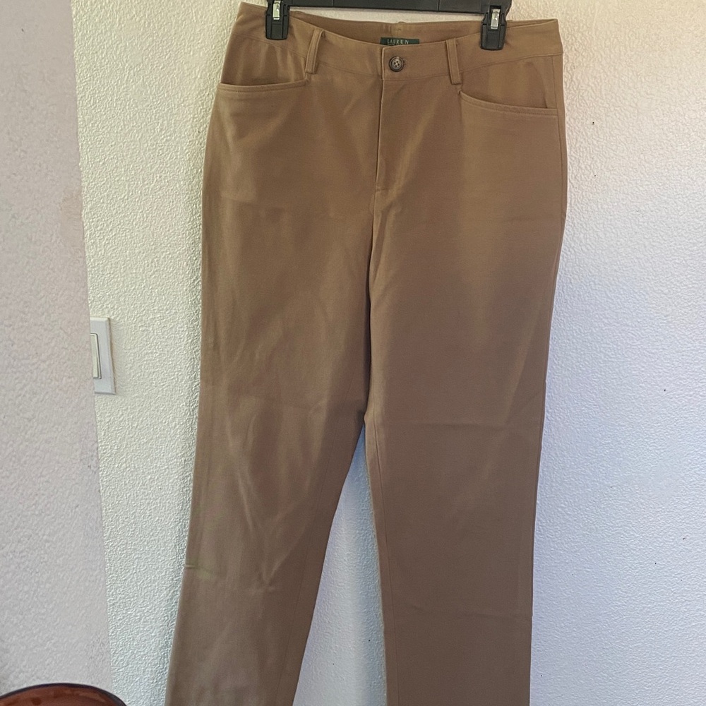 Lauren Ralph Lauren Khaki Stretch Pants Women’s Size 8 Straight Leg Career